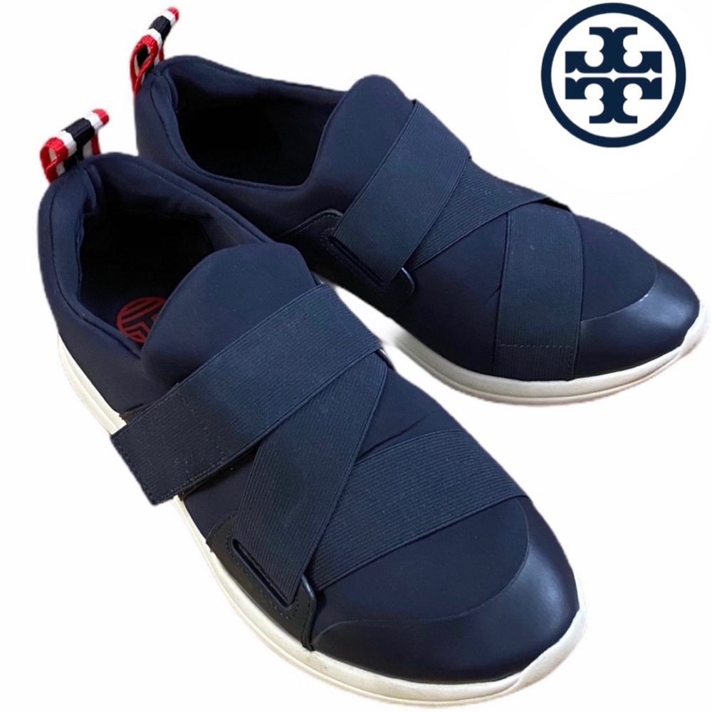 Tory Sport Sneaker Neoprene Velcro Strap Navy